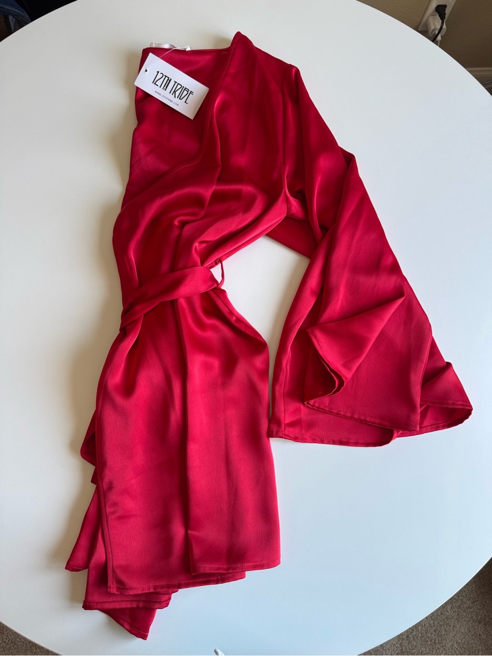 12th Tribe Red Satin Wrap Robe